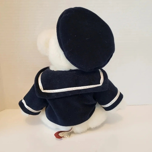 Vintage Brass Button  Taylor Plush White/Blue/Red Bear. - Picture 2 of 8